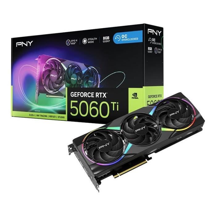 PNY - Scheda grafica - GeForce RTX 5060 Ti - 8 GB - ARGB Overclocked Triple Fan DLSS 4