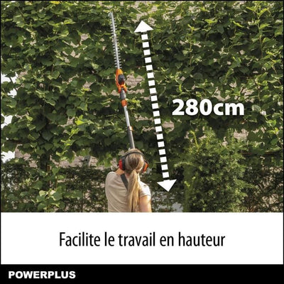 Dimensione a doppia altezza di potenza Powdpg75380 - 40 V Batteria, senza batteria o caricabatterie, lama da 600 mm, deviazione da 20 mm
