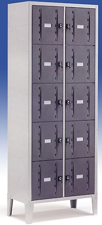 Armadio monoblocco a caselle colorate con ante in abs e struttura metallica cm. 70x47x180h