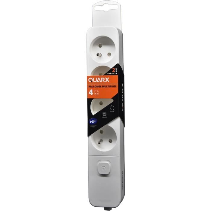 Multipresa - QUARX - 4 prese - Con interruttore, cavo 1,5 m