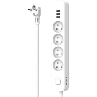 Multipresa - QUARX - 4 prese - Con 3 porte USB, cavo da 1,5 m