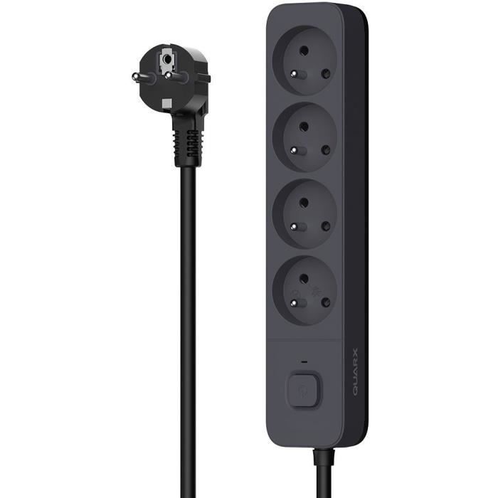 Multipresa - QUARX - 4 prese - Con 3 porte USB, cavo da 1,5 m