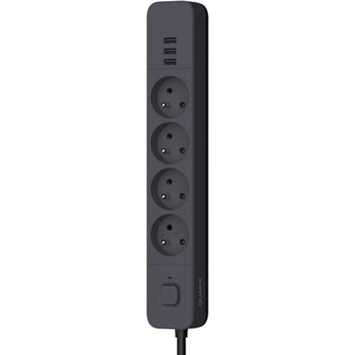 Multipresa - QUARX - 4 prese - Con 3 porte USB, cavo da 3 m
