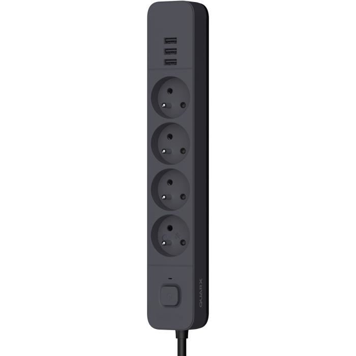 Multipresa - QUARX - 4 prese - Con 3 porte USB, cavo da 3 m