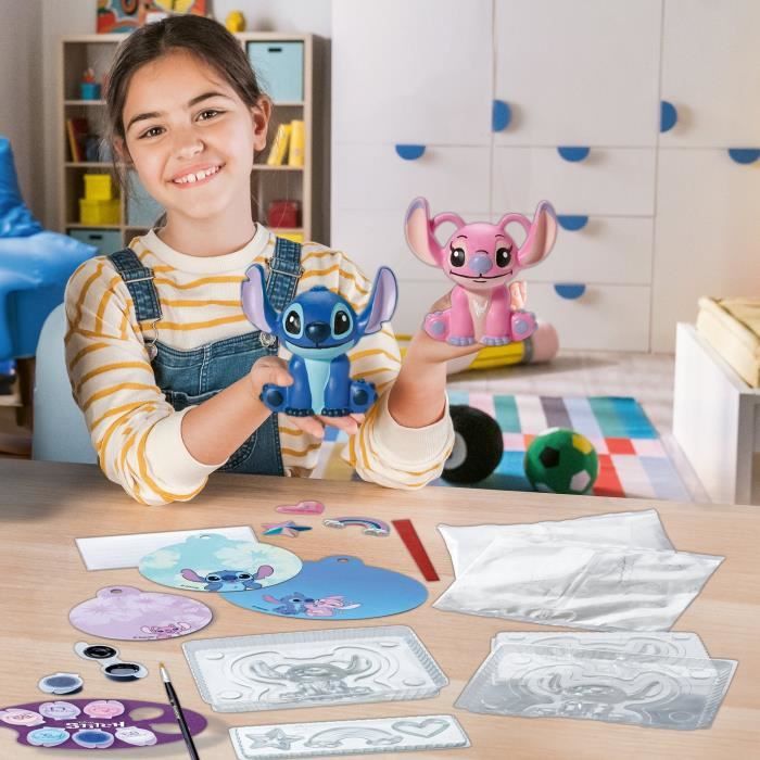 Be Creative Stitch Figurines, 5 oggetti da realizzare in gesso, Attività rilassante e creativa, 7 anni, 23877, Ravensburger