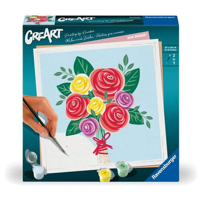 CreArt 20x20 cm Bouquet di rose, Tempo libero creativo, Adulto, Dipingi con i numeri, 25520, Ravensburger