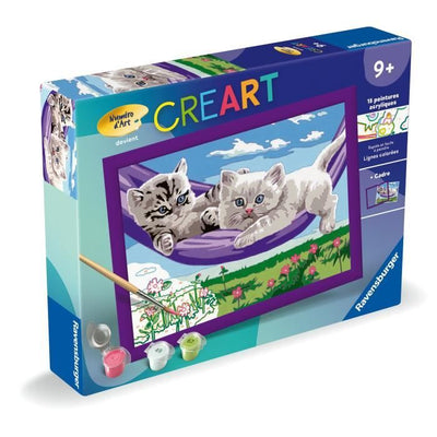 CreArt Kids 18x24cm Gattini nell'amaca, Kit di pittura con i numeri, età 9+, 25828, Ravensburger