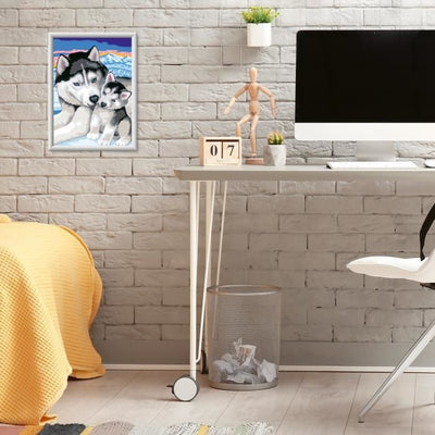 CreArt Kids 18x24cm Dolci baci di Husky, Kit di pittura con i numeri, Numero d'arte, Età 7+, 25829, Ravensburger