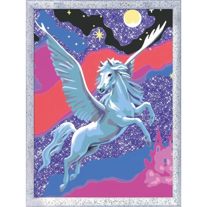 CreArt Kids 18x24 cm Pegaso scintillante, Kit da dipingere con i numeri, Numeri artistici, Dai 7 anni in su, 25830, Ravensburger