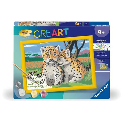 CreArt Kids 18x24cm Piccoli leopardi, Kit di pittura con i numeri, Età 9+, 25832, Ravensburger