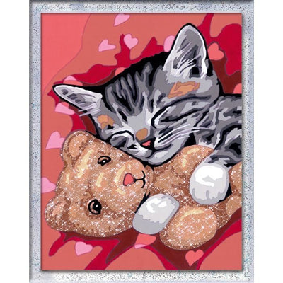 CreArt Kids 18x24cm Gattino e Orsetto, Kit da dipingere con i numeri, Età 9+, 25838, Ravensburger