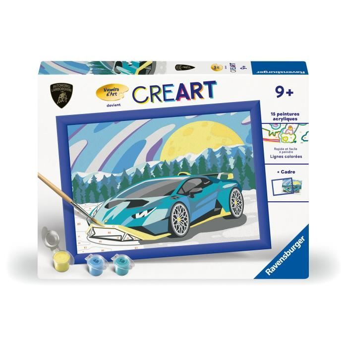 CreArt Kids 18x24cm Lamborghini, Kit di pittura con i numeri, Numero d&