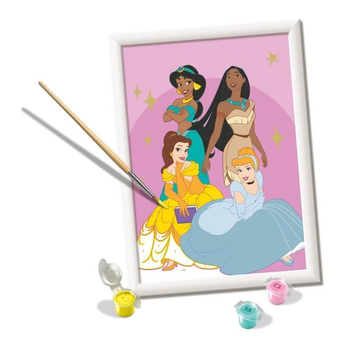 CreArt Kids 18x24 cm Principesse Disney, Kit da dipingere con i numeri, dai 7 anni in su, 25843, Ravensburger