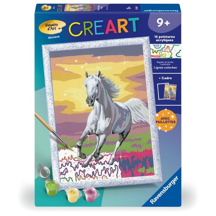 CreArt Kids 18x24 cm Cavallo nel prato, Kit da dipingere con i numeri, Numero d&