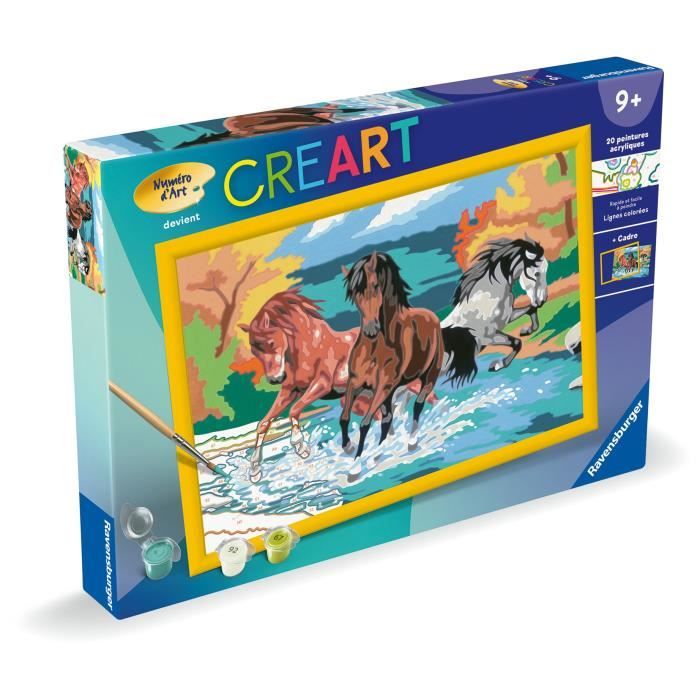 CreArt Kids 31x21cm Mandria di cavalli, Kit di pittura con i numeri, Numero d&