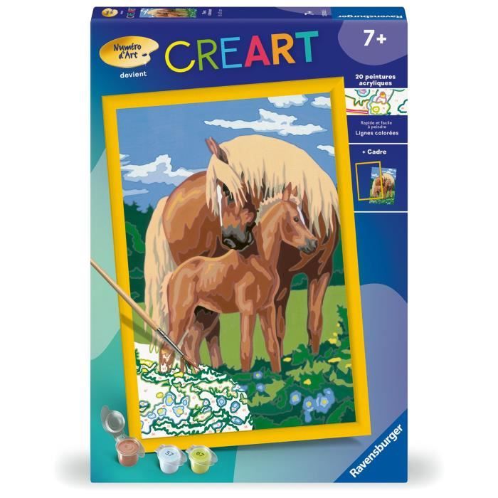 CreArt Kids 31x21cm Proud Horses, Kit di pittura con i numeri, Numero d&