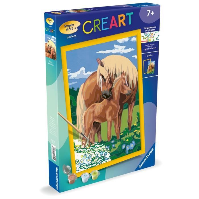 CreArt Kids 31x21cm Proud Horses, Kit di pittura con i numeri, Numero d&