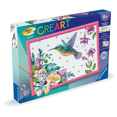 CreArt Kids 31x21cm Colibrì e fiori esotici, Kit di pittura con i numeri, Numero d'arte, Età 7+, 25851, Ravensburger