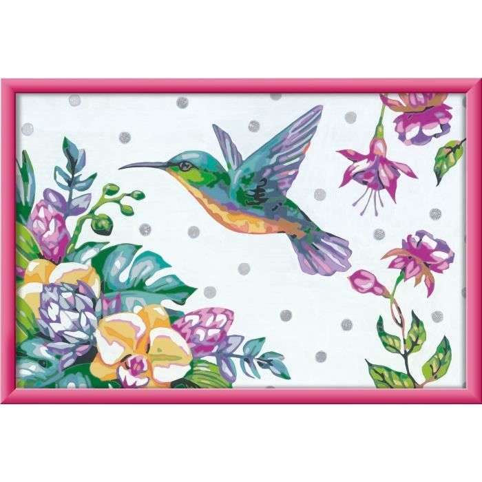 CreArt Kids 31x21cm Colibrì e fiori esotici, Kit di pittura con i numeri, Numero d&