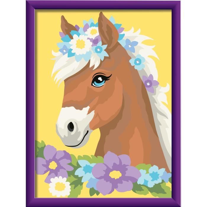 CreArt Kids 18x24cm Flowery Horse, Kit di pittura con i numeri, Numero d&
