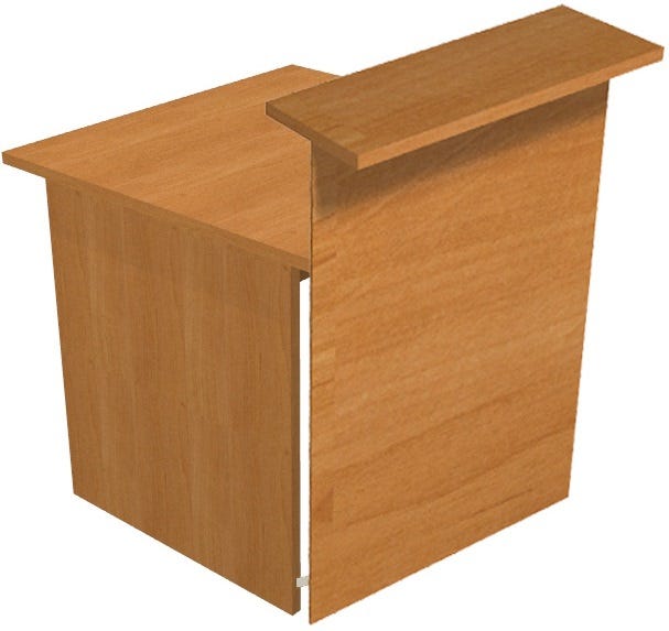 Bancone reception con scrivania in legno melaminico cm. 80x96,5x115h