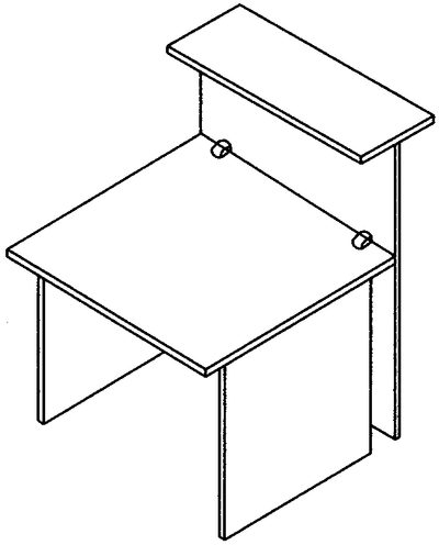 Bancone reception con scrivania in legno melaminico cm. 80x96,5x115h