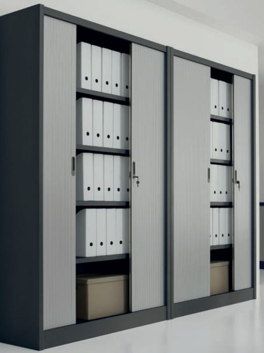 Armadio ufficio operativo a serrandina per archivio documenti cm. 120x47x155h