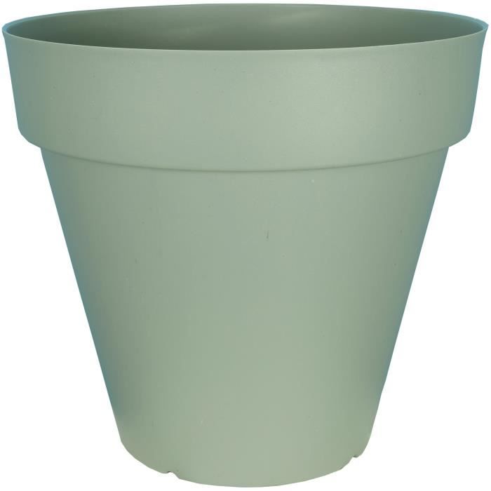 Fioriera rotonda RIVIERA SOLEILLA - Plastica - Diametro 50 cm - Verde argilla