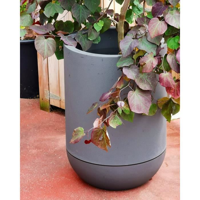 Fioriera rotonda RIVIERA GRANIT TULIPE - Plastica - Diametro 50 cm - Grigio