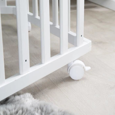 Box ROBA Hegaxonal - Rivestimento imbottito - Motivo elefante - 6 ruote frenate - Legno laccato tortora