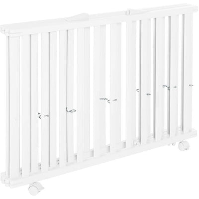 Box pieghevole per bambini - ROBA - LITTLE STARS - 75 x 100 cm - Altezza regolabile - 4 ruote frenate - Legno laccato bianco - Motivo a stelle