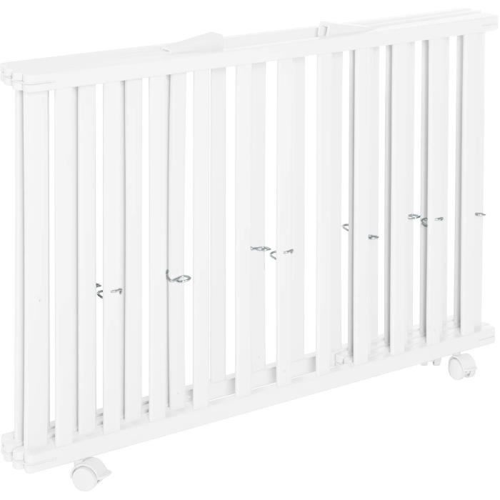 Box pieghevole per bambini - ROBA - LITTLE STARS - 75 x 100 cm - Altezza regolabile - 4 ruote frenate - Legno laccato bianco - Motivo a stelle