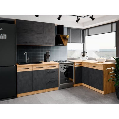 Base ROCK - Melaminico decoro rovere lancillotto e grigio matera - 1 anta - L60 x H82 cm