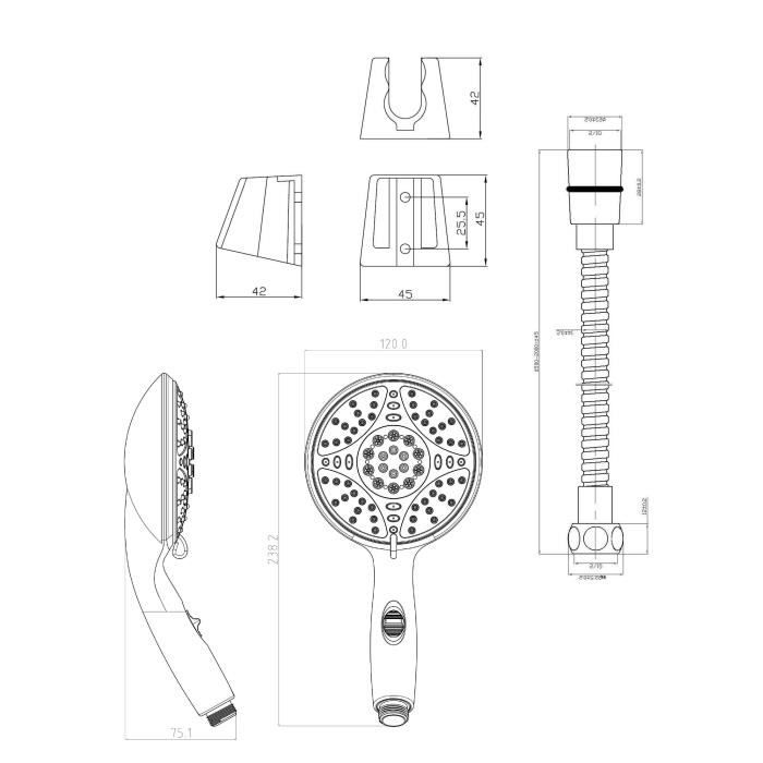 5 combina getti LEPTIS flessibili