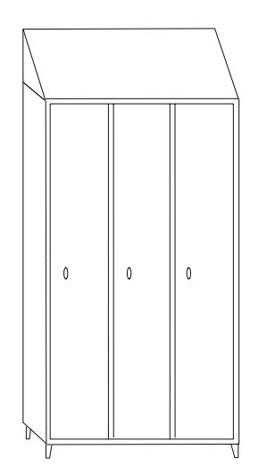 Armadio spogliatoio in acciaio inox AISI 430 a 3 posti a 3 ante con tramezza sporco/pulito cm. 120x50x215h