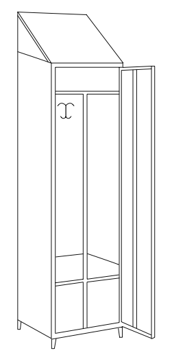 Armadietto spogliatoio inox AISI 430 ad 1 posto con tramezza interna cm. 50x50x215h
