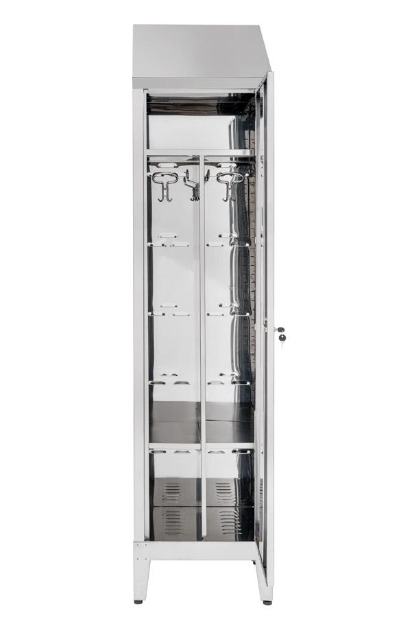 Armadio spogliatoio AISI 304 con tramezza sporco/pulito cm. 50x50x215h