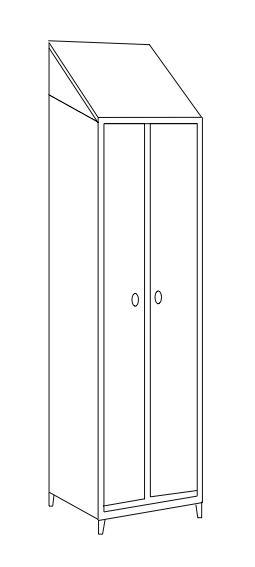 Armadio spogliatoio in acciaio inox AISI 304 ad 1 posto a 2 ante cm. 50x50x215h