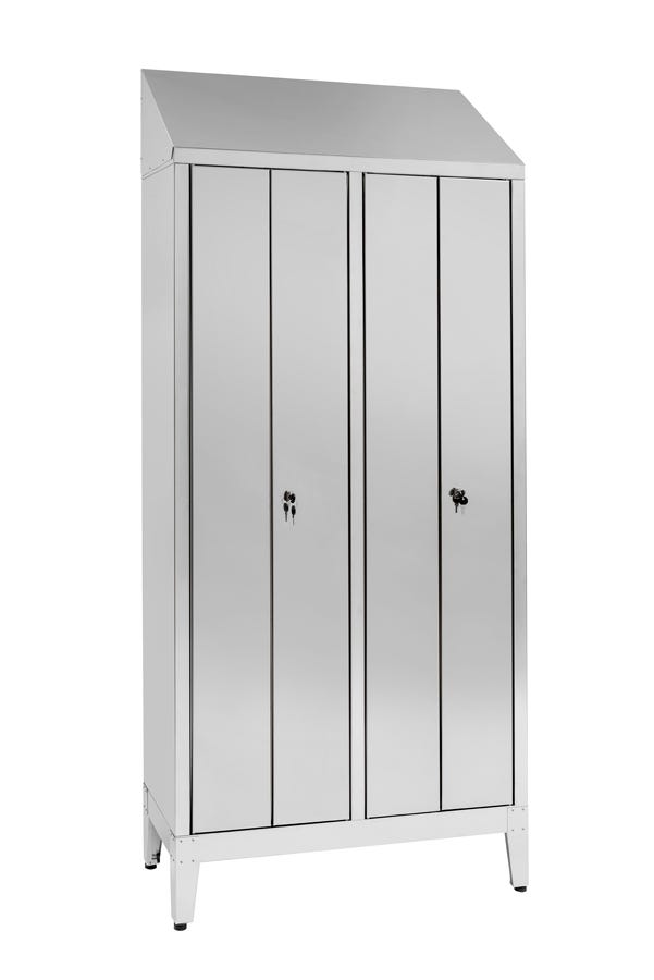 Armadio spogliatoio in acciaio inox AISI 430 a 2 posti a 4 ante cm. 95x50x215h