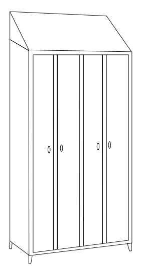 Armadio spogliatoio in acciaio inox AISI 304 a 2 posti a 4 ante cm. 95x50x215h