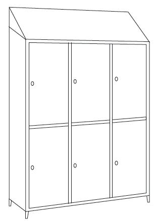 Armadio multispogliatoio in acciaio inox AISI 304 a 6 posti a 6 ante sovrapposte cm. 120x50x215h