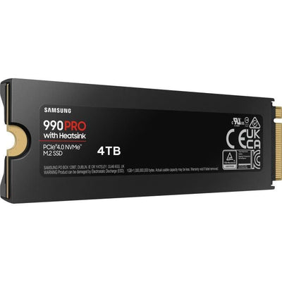 SAMSUNG - 990 PRO - SSD interno - 4 TB - Con dissipatore di calore - PCIe 4.0 - NVMe 2.0 - M2 2280 - Fino a 7450 MB/s (MZ-V9P4T0GW)