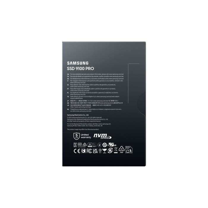 Samsung - 9100 PRO - SSD interno - NVMe M.2 PCIe 5.0 x4 - 2 TB - Velocità di lettura fino a 14.800 MB/s - MZ-VAP2T0BW