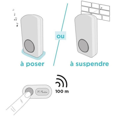 Suoneria senza fili - OneBell 100 - SCS SENTINEL - Portata 100 m - 15 melodie - IP55