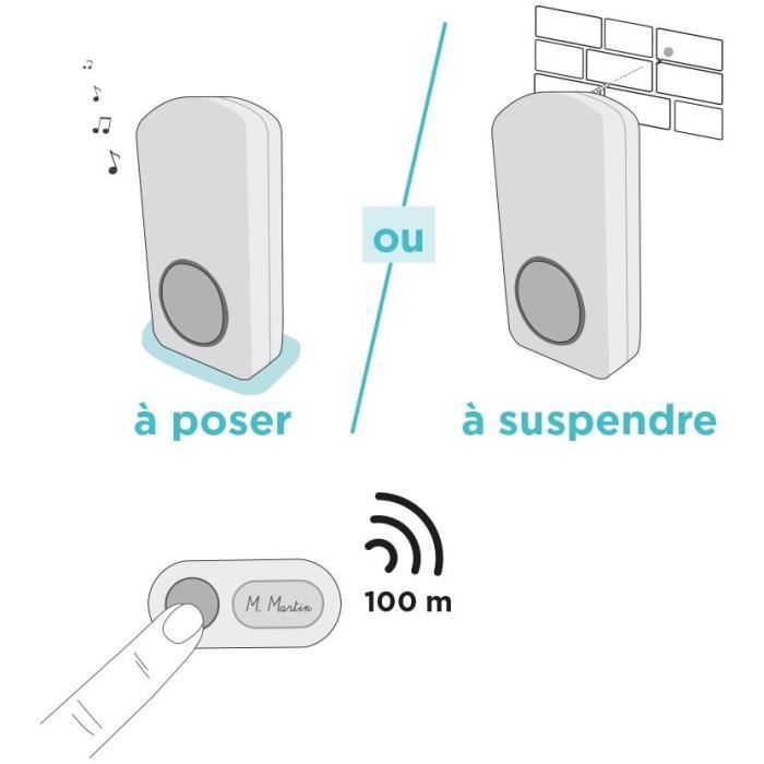 Suoneria senza fili - OneBell 100 - SCS SENTINEL - Portata 100 m - 15 melodie - IP55