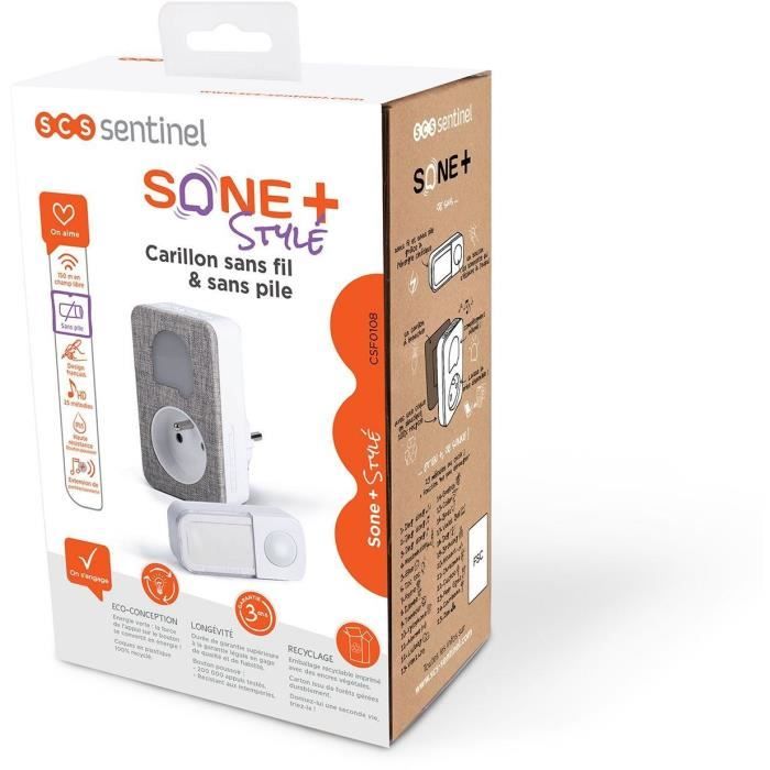 Suoneria - SCS SENTINEL - SONE + Stylish - CSF0108 - Senza fili e senza batteria - Presa integrata