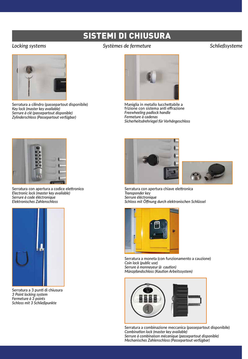 Armadietto multispogliatoio per scuole a 2 vani sovrapposti cm. 50x50x195h