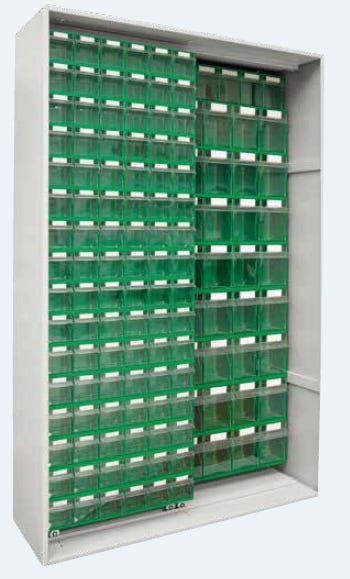 Armadio Madia in metallo con cassettiere per minuteria cm. 127x40x195h