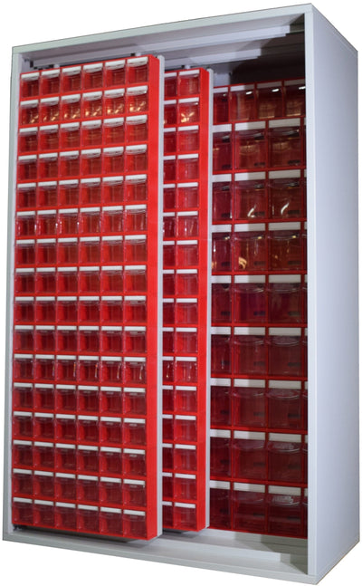 Armadio Madia metallico con cassettiere e pannelli scorrevoli cm. 127x60,5x196,5h