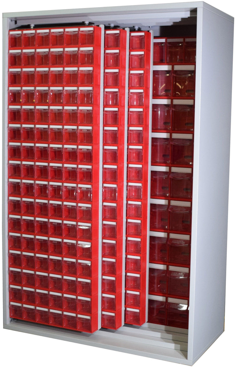 Armadio Madia in metallo verniciato con cassettiere per minuterie cm. 127x60,5x196,5h